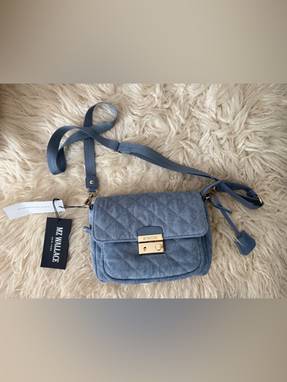 MZ Wallace Lock Crossbody Small True Light Denim - Picture 3 of 8